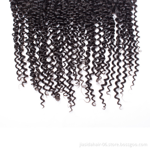 Swiss Lace Baby Hair Natural Hailline Ear to Ear 100% Raw Virgin Brazilian Human Hair Curly Lace Frontal Closure 13*4